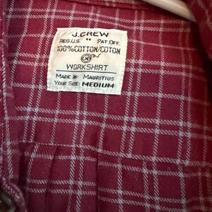 J. Crew Men's Burgundy Plaid Button Down Shirt